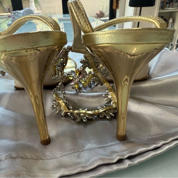 Giuseppe Zanotti Gem Heels Pink and Purple Crystals on Gold heels SZ EU 39 1/2 - Picture 16 of 17
